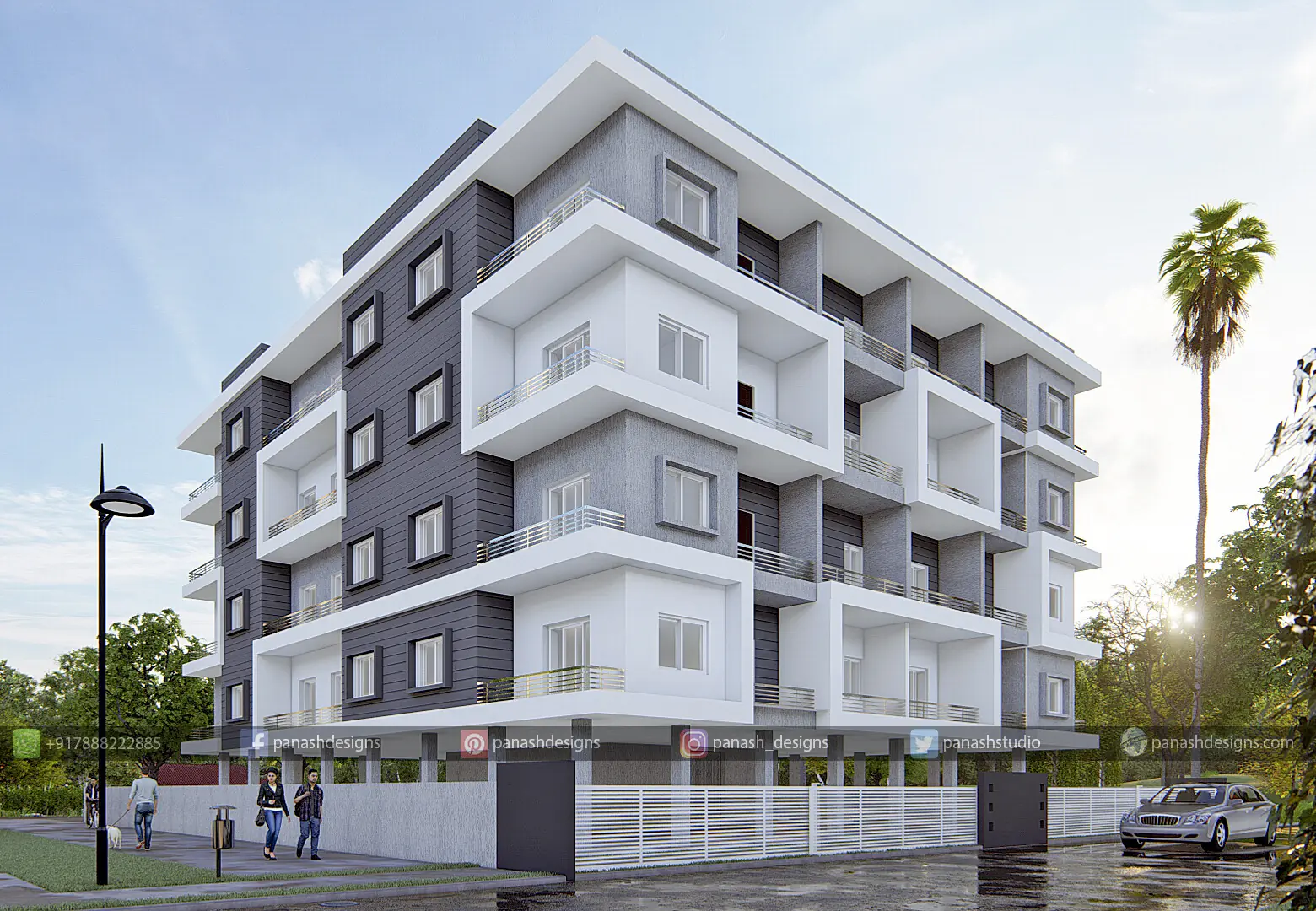 GF + 4 Floors + Lower Roof Residential Building