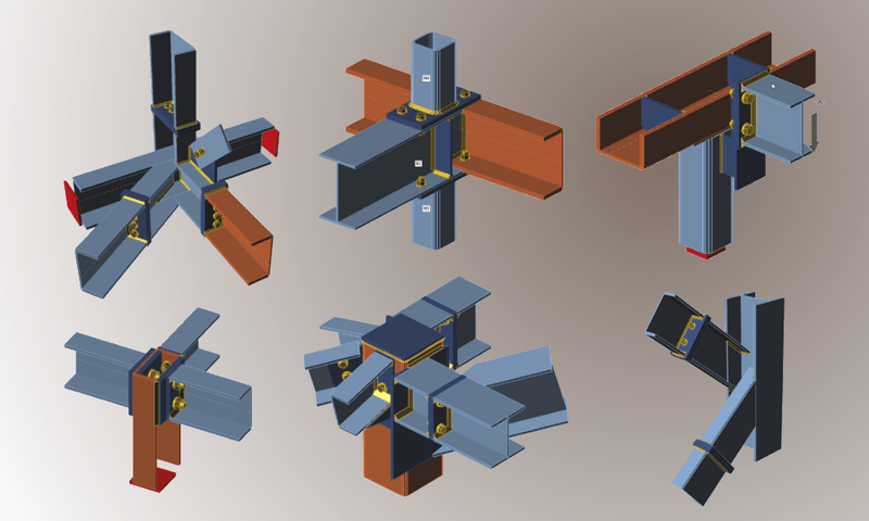 Different types of joints used in steel structure.