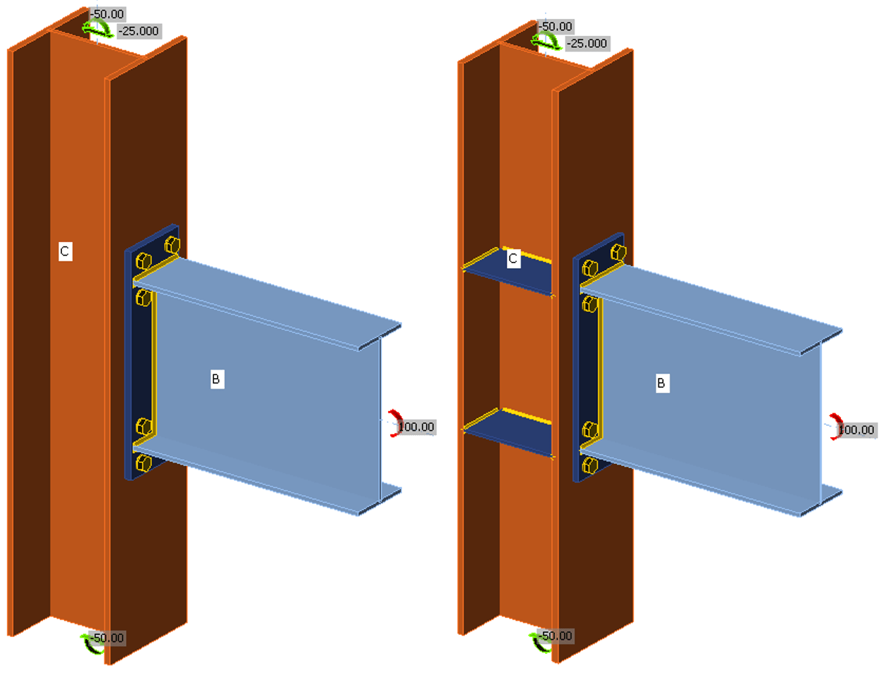 Steel Connection - End Plate, Extended Dimensions & Drawings